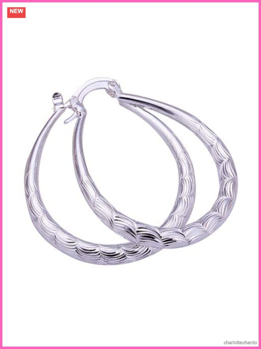 925 Sterling Silver U Shape Hoop Dangle Earrings